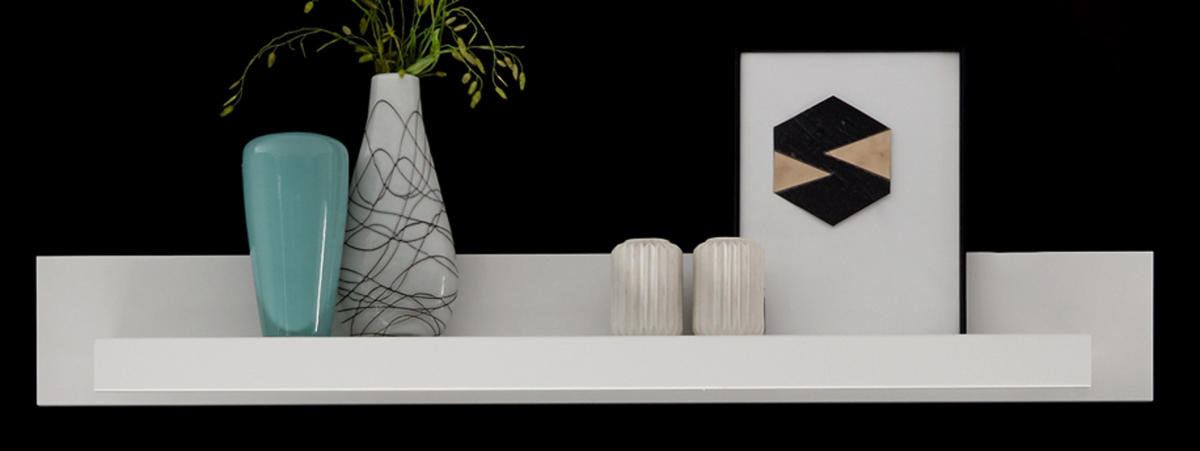 WANDBOARD weiß Hochglanz, Wandregal 150 x 20 cm - Weiß Hochglanz, Holzwerkstoff (150/20/18cm) - Furn.Design