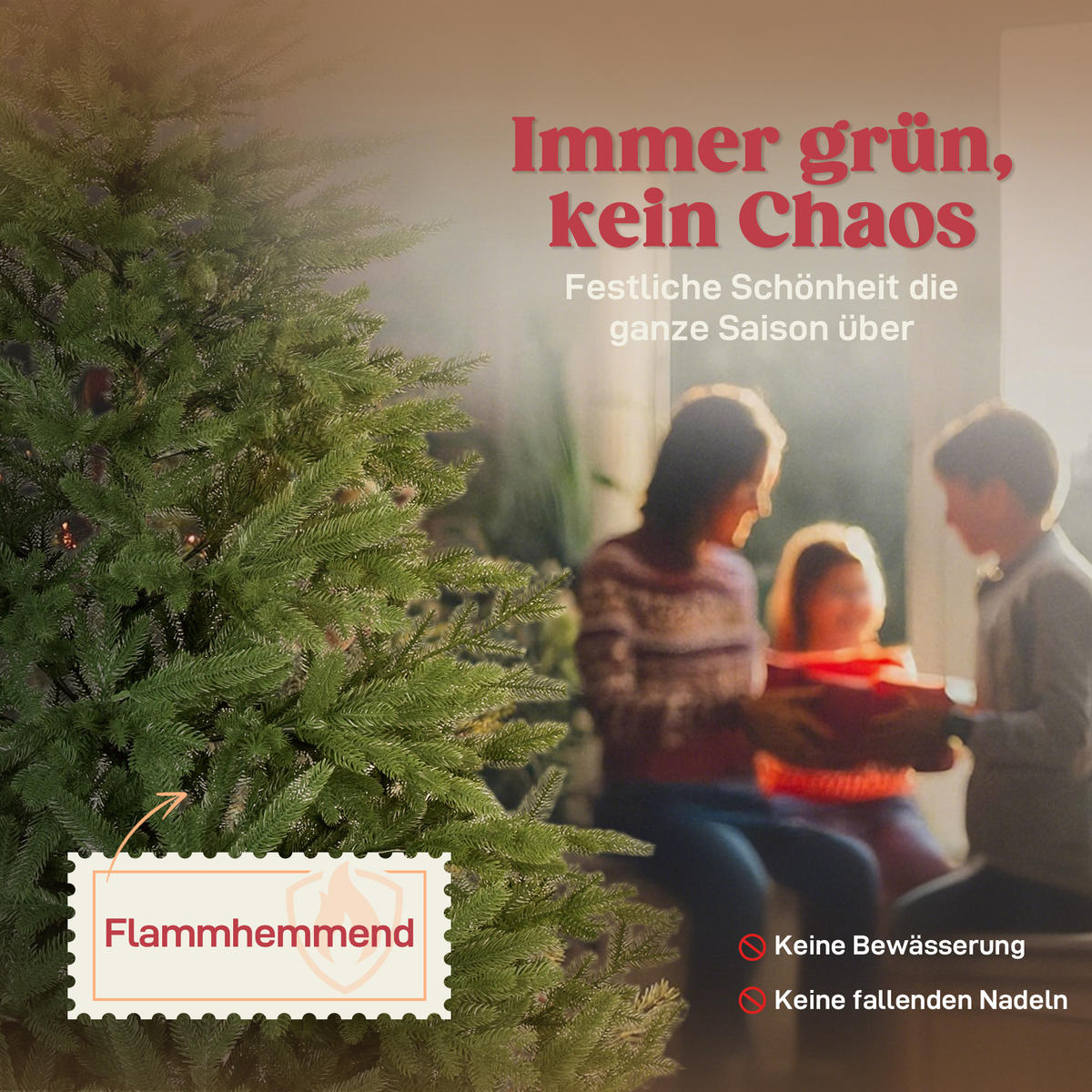 WEIHNACHTSBAUM künstlich 180 cm Christbaum mit 713 Zweigen, Kiefernholzsockel - Grün, Kunststoff (180cm) - HOMCOM