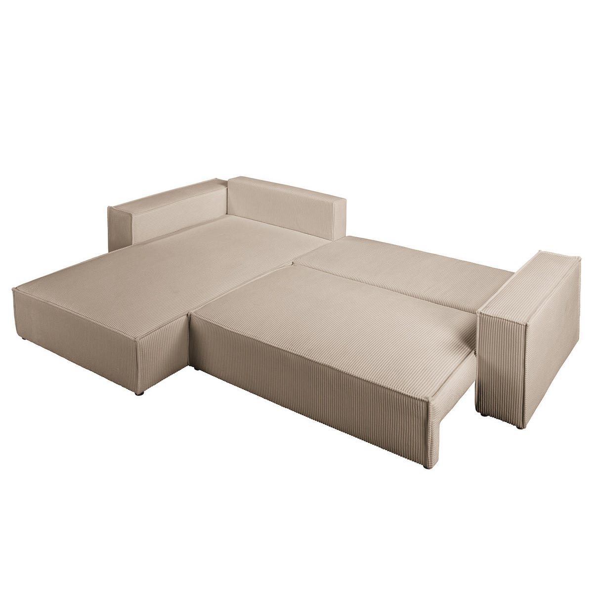 ECKSOFA mit Schlaffunktion - 290 cm - Schwarz/Cappuccino, Kunststoff/Textil (290/185cm) - home24