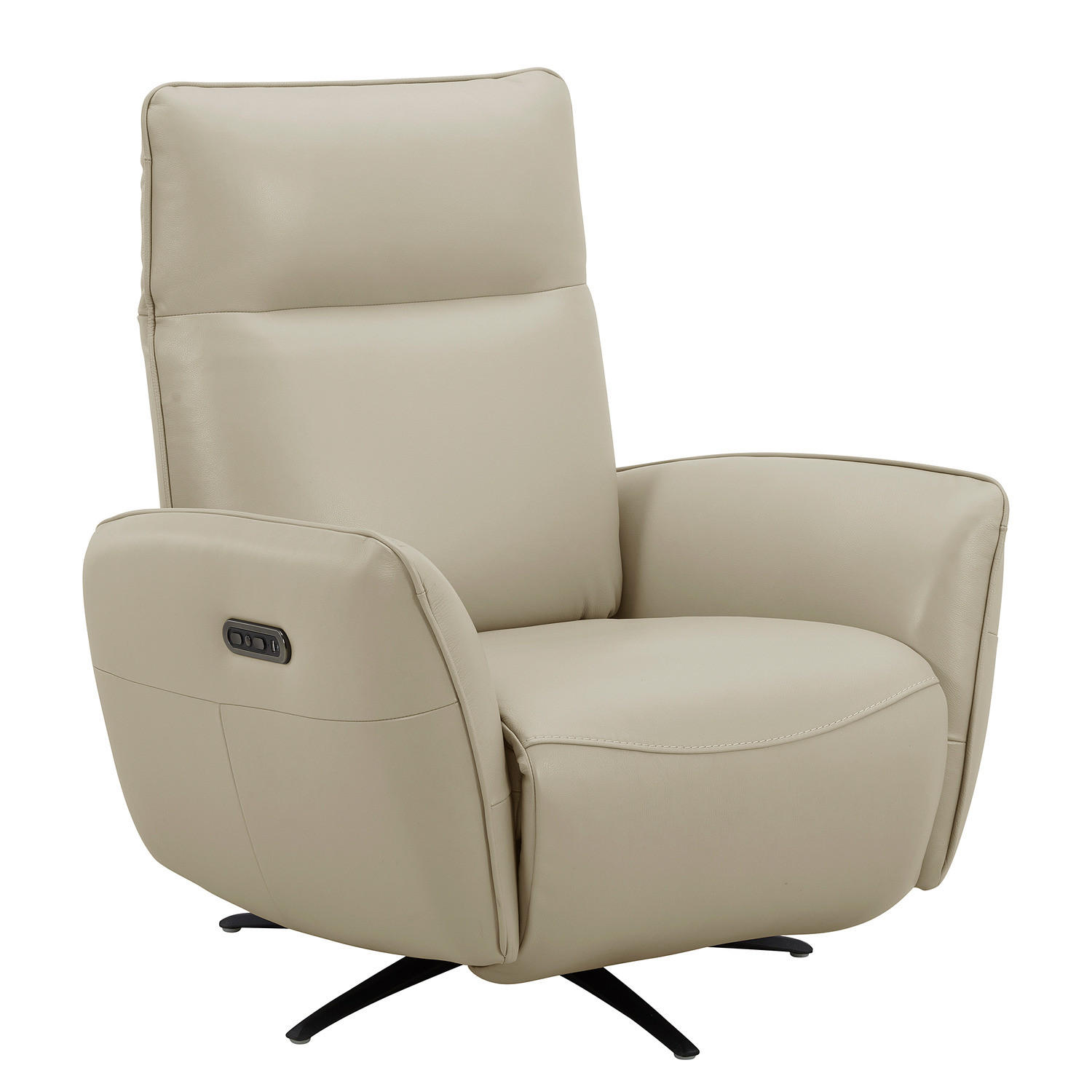 RELAXSESSEL - Beige/Schwarz, Leder/Metall (86/100/82cm) - home24