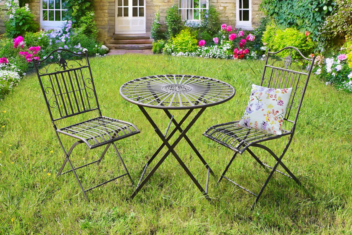 BALKONMÖBEL-SET Tamas klappbar Balkon-Set - Braun, Metall - DELUKE