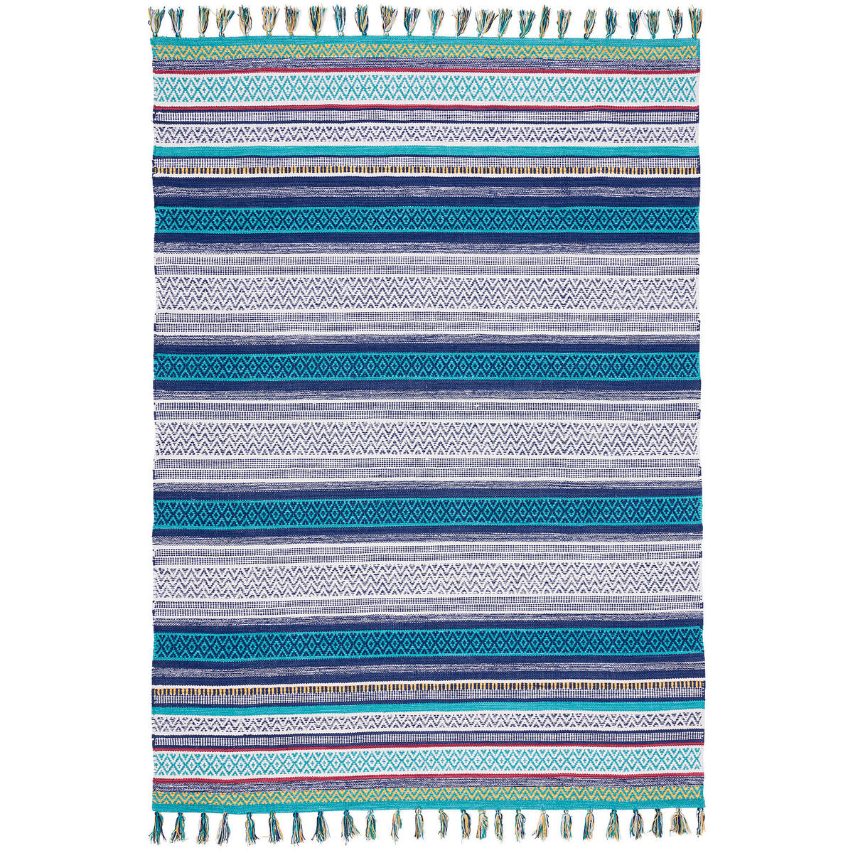 KELIM BAUMWOLLE NATUR TEPPICH GRACE - Blau, Textil (120/180cm) - Pergamon