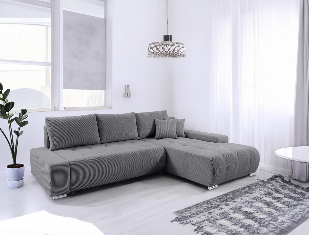 ECKSOFA mit Bettkasten Tragel L, Dunkelgrau - Grau, Textil (185/265cm) - Meblito