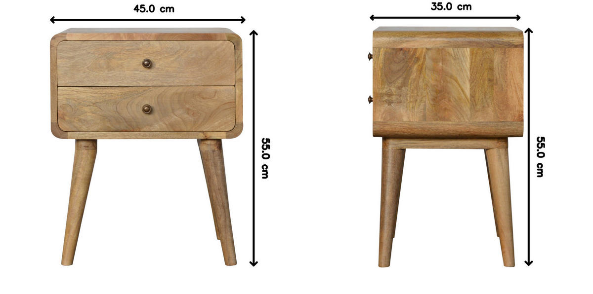 NACHTTISCH mit 2 Schubladen, Beige - Messingfarben/Braun, Holz/Metall (45/55/35cm) - Artisan Furniture