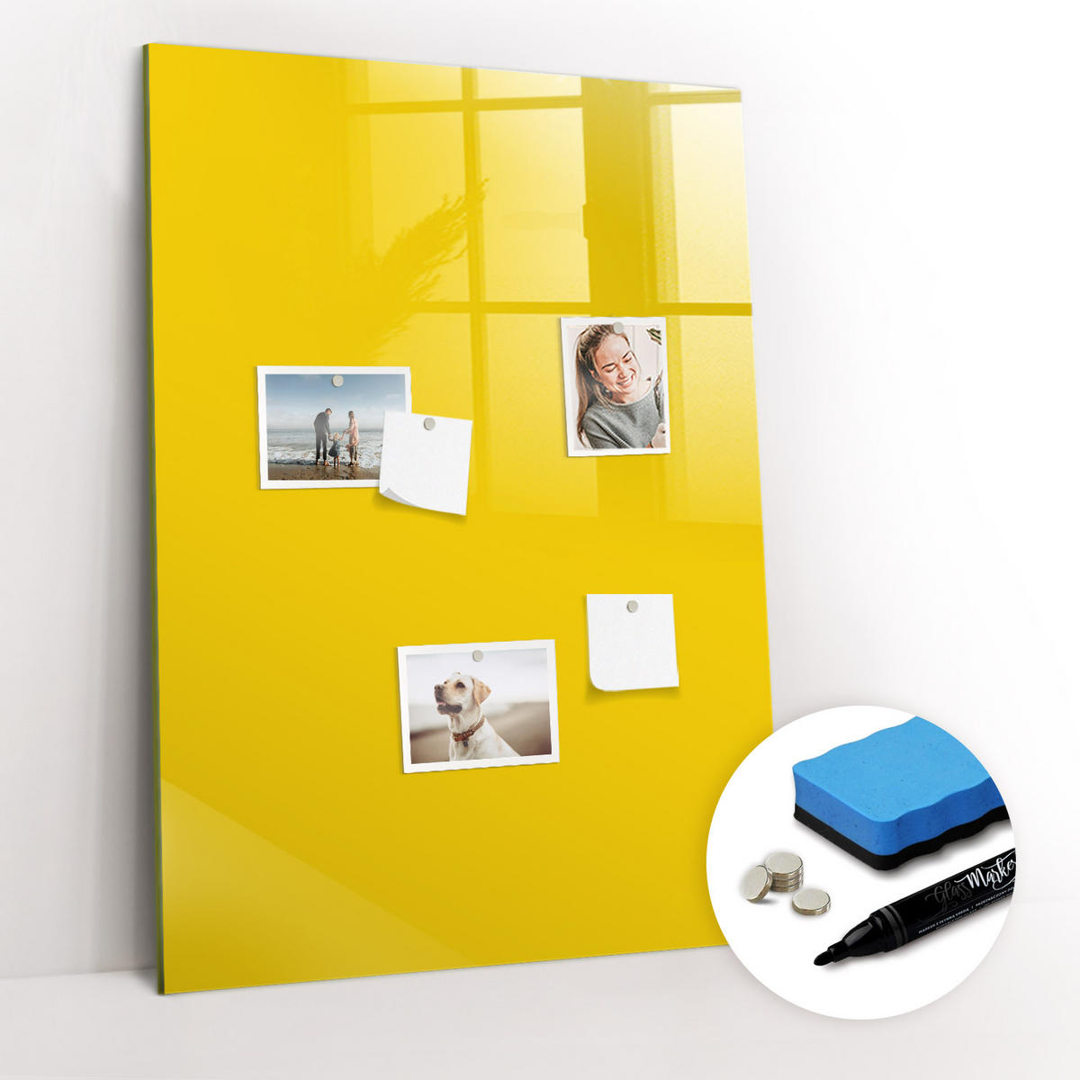 MAGNETTAFEL 70x100 Gelb schwarzer Marker - Gelb, Glas (70/0.4/100cm) - TULUP