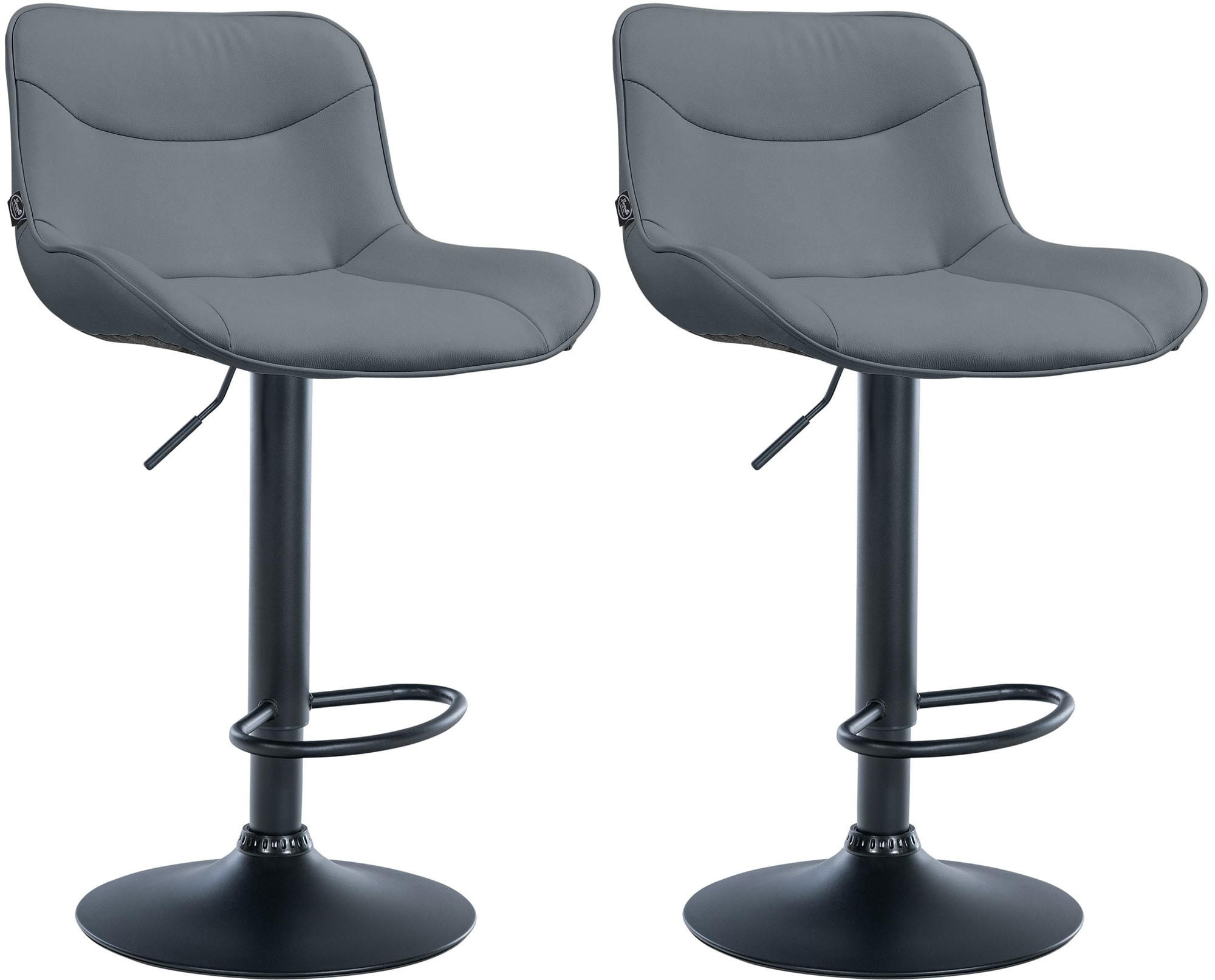 BARHOCKER 2er Set Lederlook grau - Schwarz/Grau, Textil/Metall (49/85/51cm) - CLP