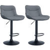 BARHOCKER 2er Set Lederlook grau - Schwarz/Grau, Textil/Metall (49/85/51cm) - CLP