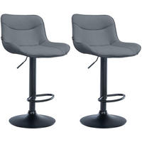 BARHOCKER 2er Set Lederlook grau - Schwarz/Grau, Textil/Metall (49/85/51cm) - CLP