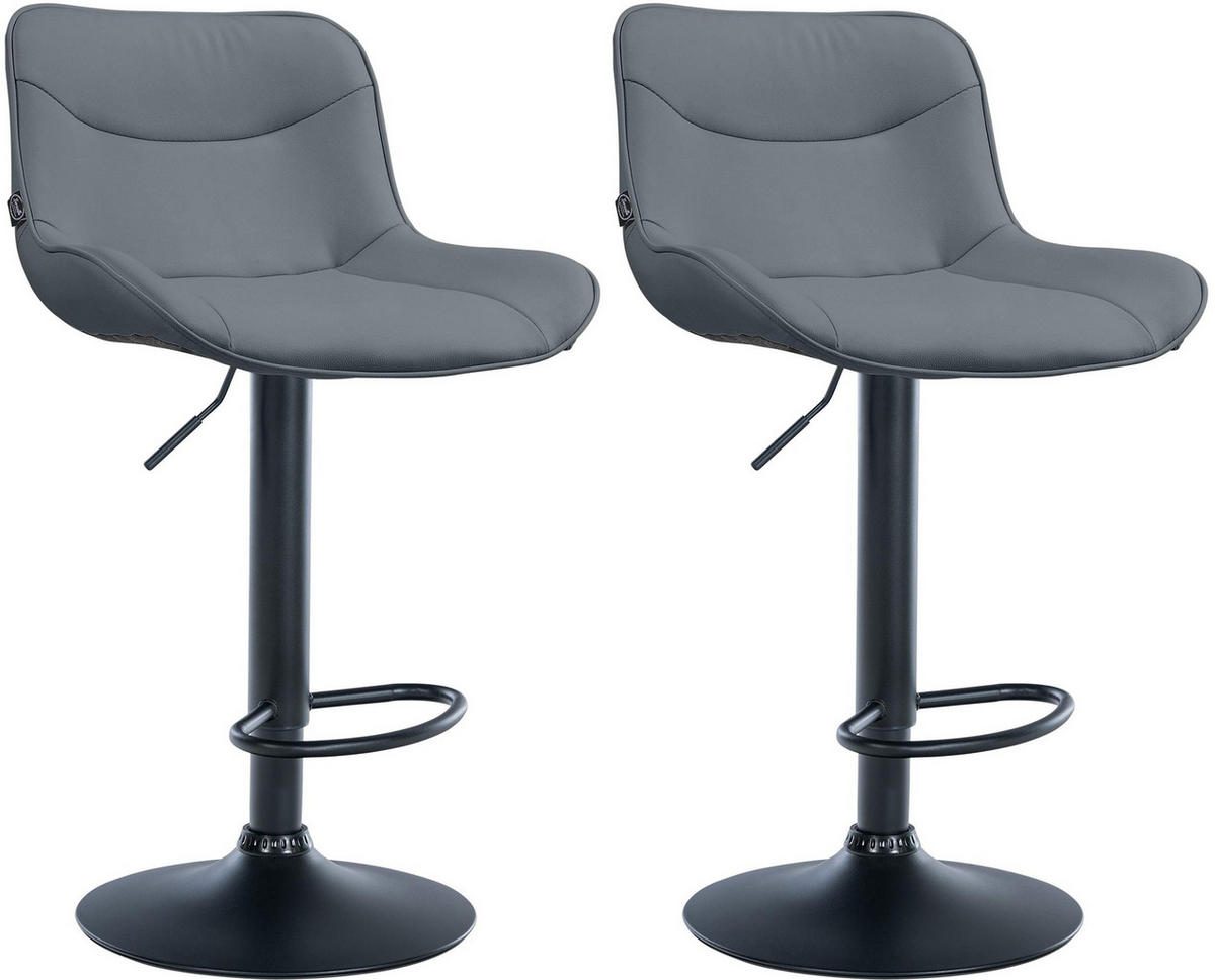 BARHOCKER 2er Set Lederlook grau - Schwarz/Grau, Textil/Metall (49/85/51cm) - CLP
