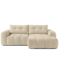 ECKSOFA RECHTS RAVIA, Bouclé, Hellbeige - Beige, Holz/Textil (256/104cm) - KONSIMO®