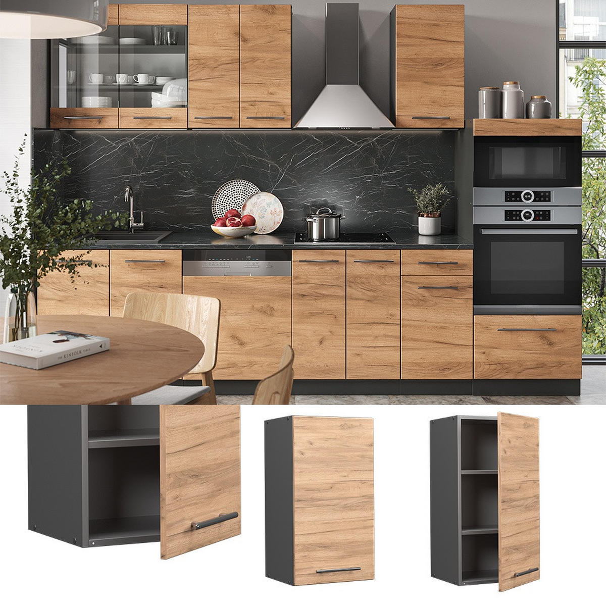 DULAP DE PERETE Fame-Line Stejar Goldkraft 40 cm - stejar miere/antracit, compozit lemnos (40/72/34.1cm) - Vicco