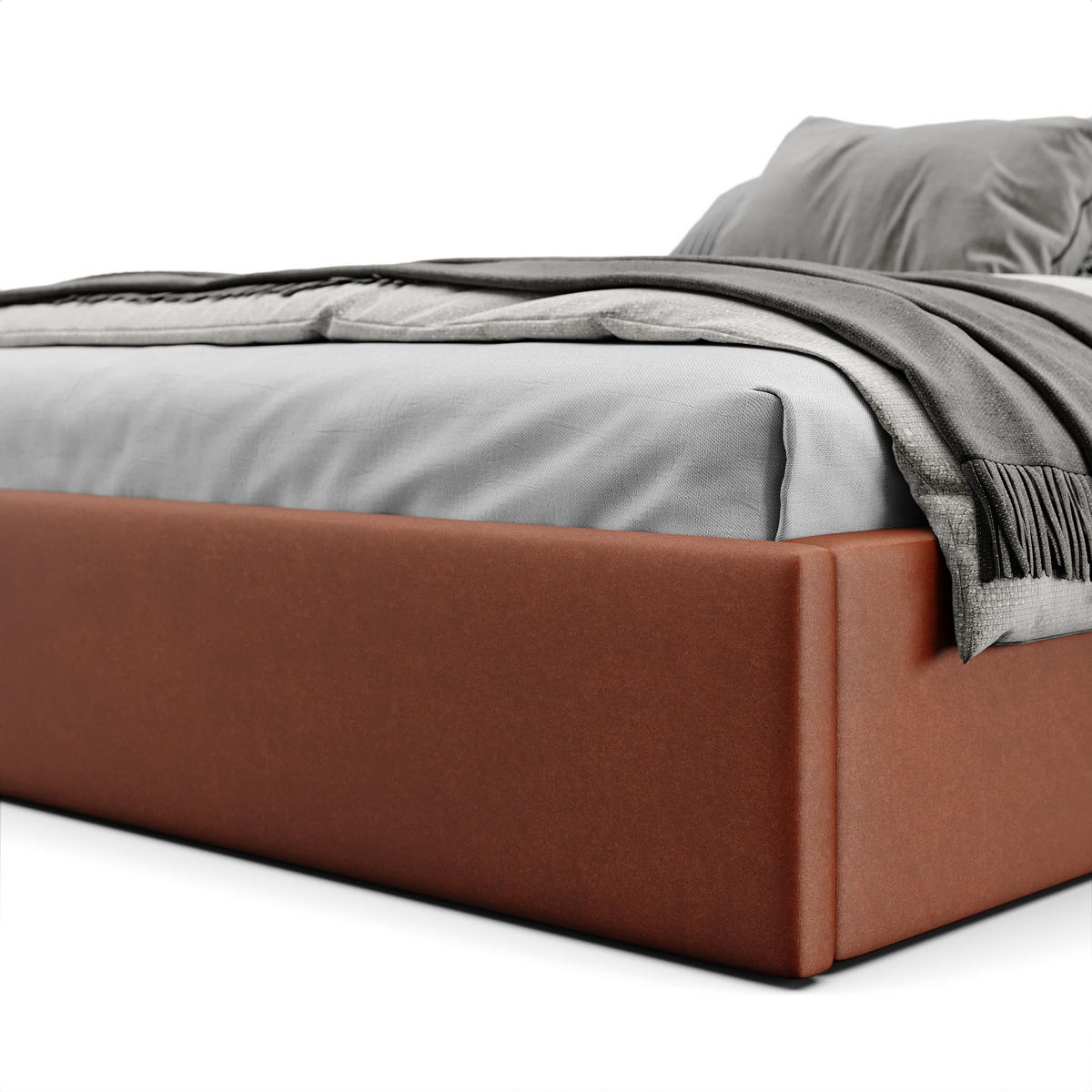 POLSTERBETT 140x200cm Bett mit Stauraum Lattenrost Honigfarbe - Orange/Braun, Holz/Holzwerkstoff (140/200cm) - Muralo