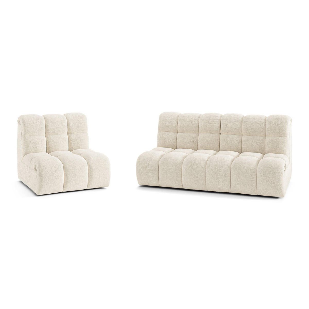 SOFA SEVEN Bouclé-Stoff Creme 243cm - Creme, Textil (243/77/98cm) - Premium Interiors