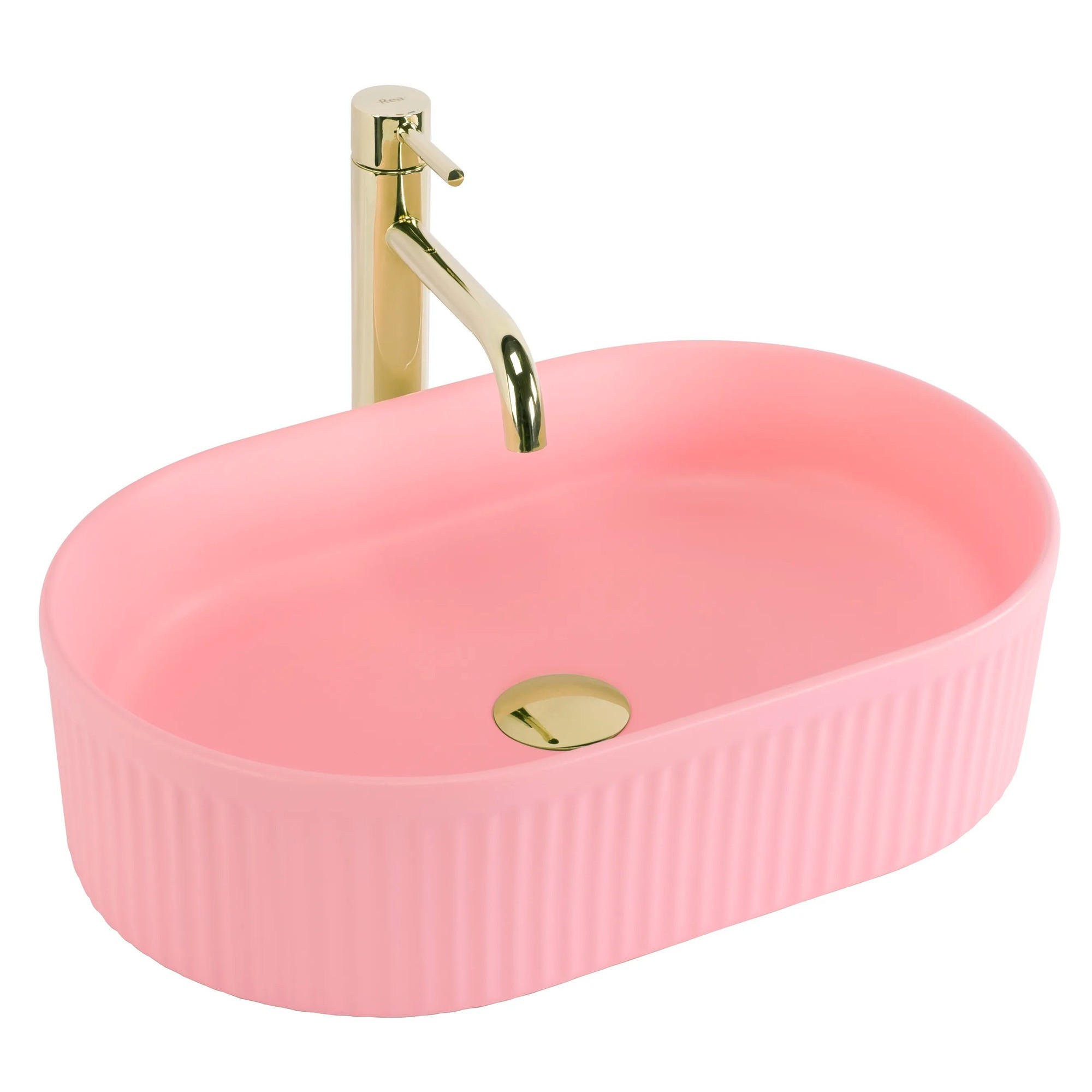 AUFSATZWASCHBECKEN Rea Vanda Bubble Gum Matt - Pink, Keramik (31/13/50cm) - REA