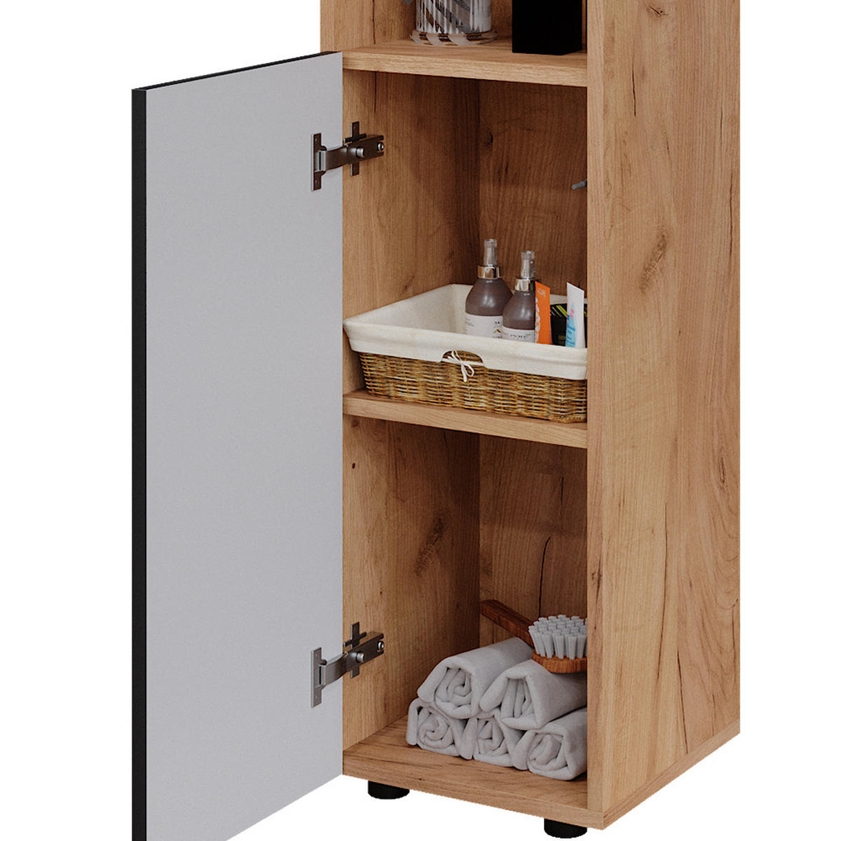 MIDISCHRANK Irma Anthrazit gepunktet 30 x 95 cm - Anthrazit, Holzwerkstoff (30/95/30cm) - Vicco