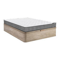 MATRATZE und Bettgestell mit Lattenrost und Bettkasten - 2 Personen - stoff - naturfarben hell Kijal - Naturfarben, Holz/Holzwerkstoff (140/190cm) - Vente-Unique