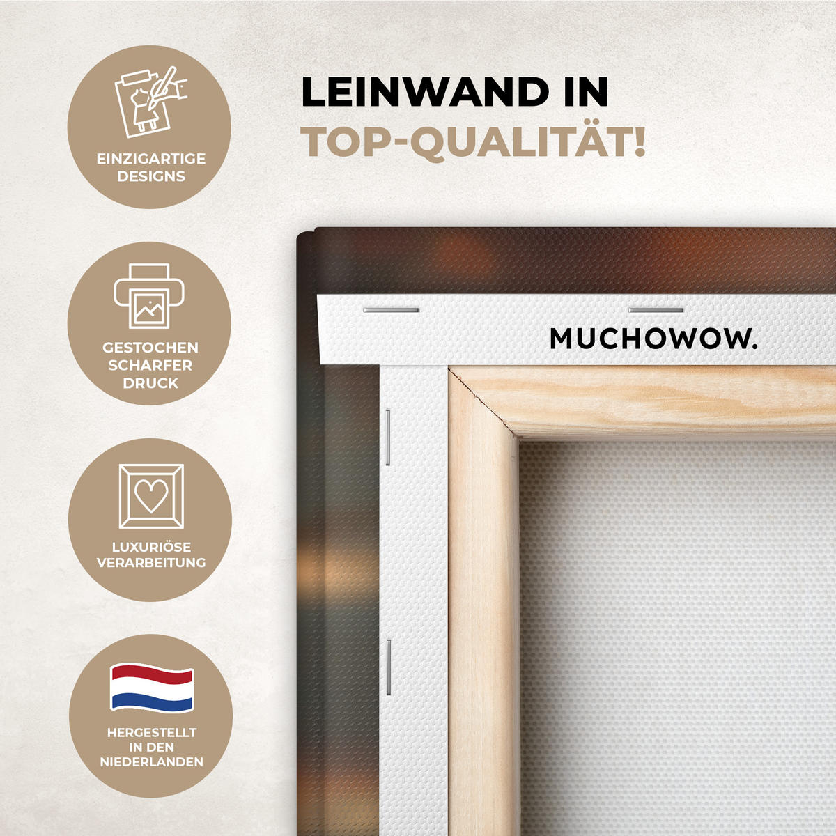 LEINWANDBILD Natur - Leopard - Tier - Sonnenuntergang - Modern Deko Groß 90x90 cm - Orange, Textil (90/90cm) - MuchoWow