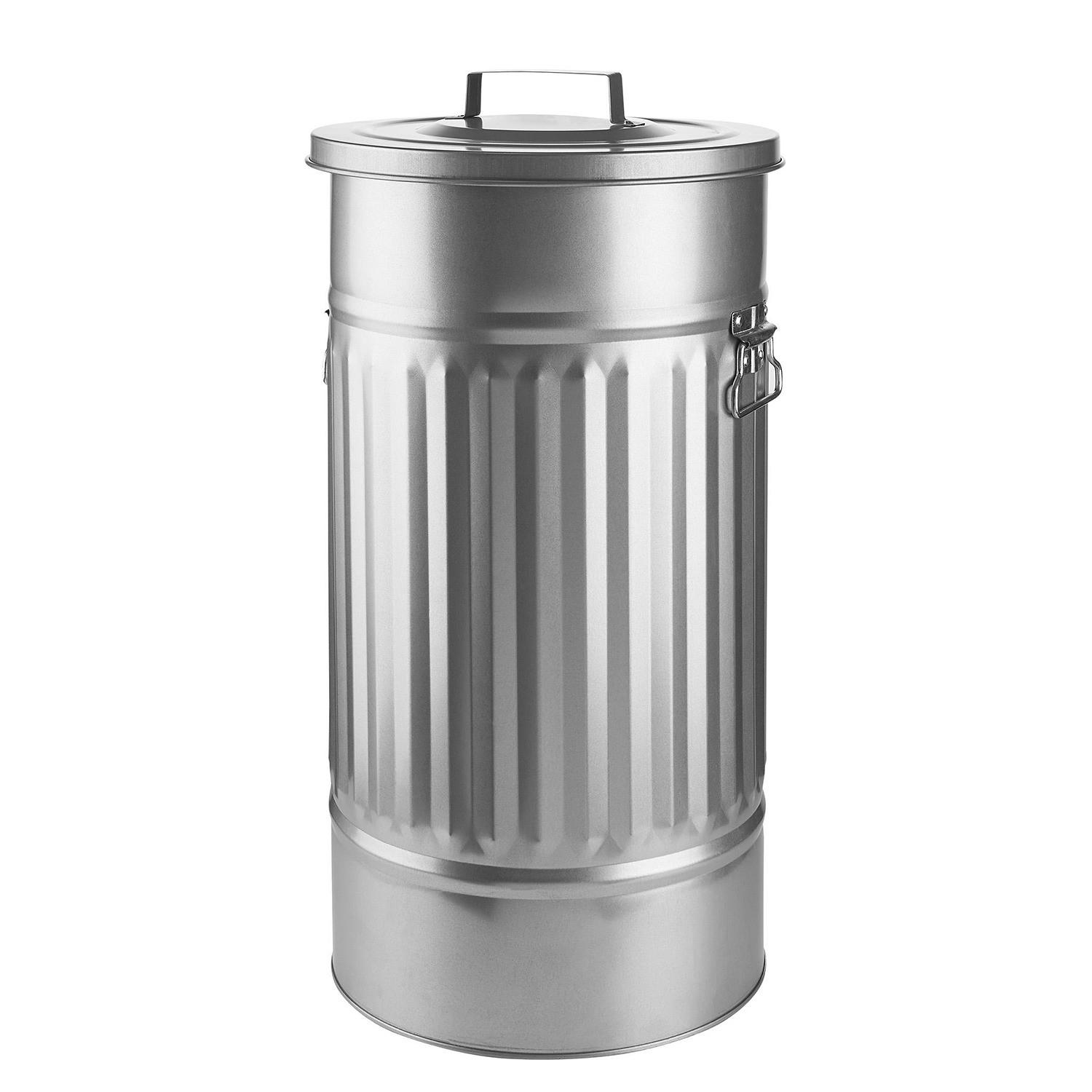 MÜLLTONNE Zinc - Silberfarben, Metall (34/64/34cm) - BUTLERS