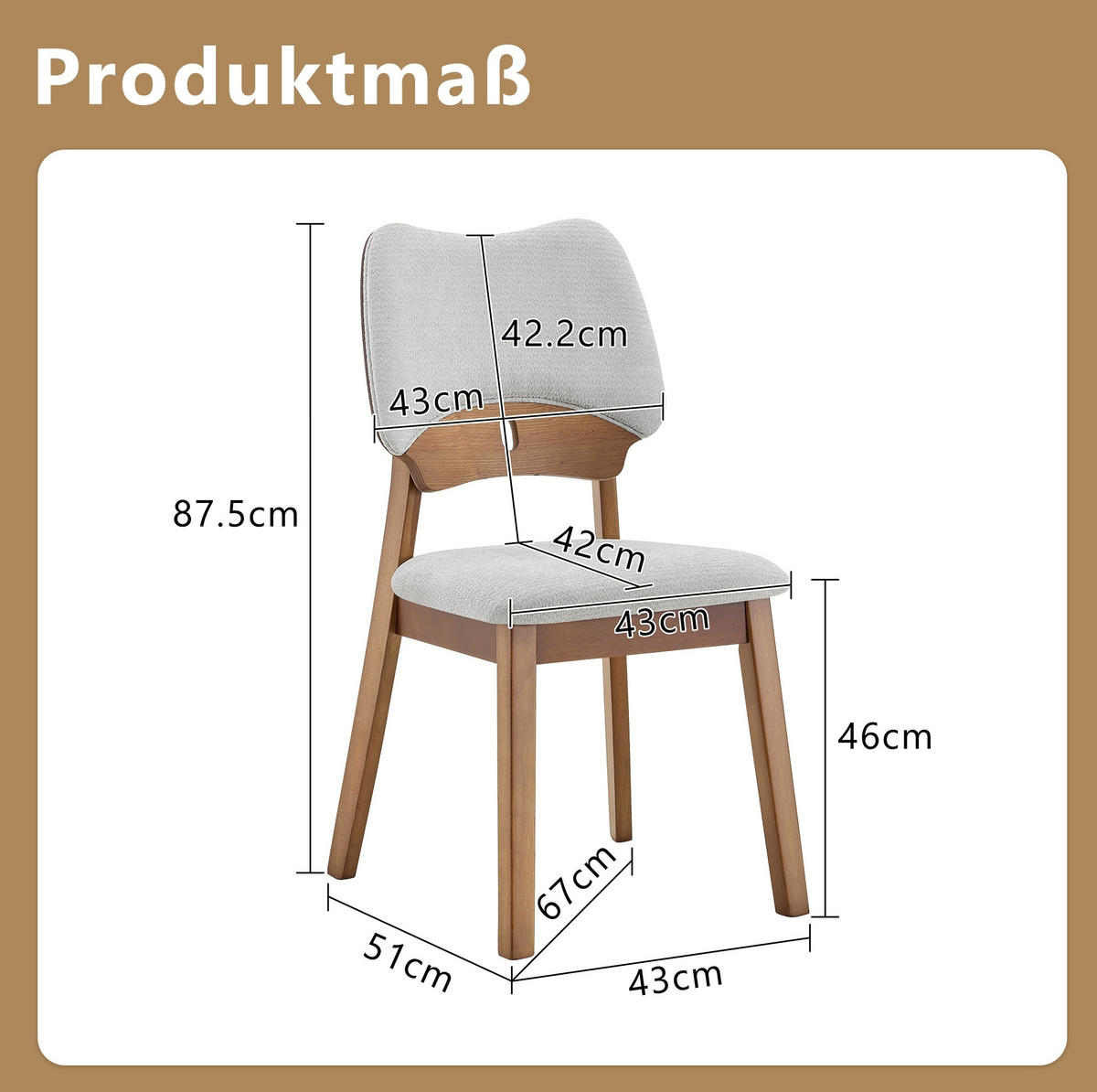 ESSZIMMERSTUHL 2er-Set Schmetterlingslehne Grau Holz - Grau, Holz (43/87.5/51cm) - Meubliv