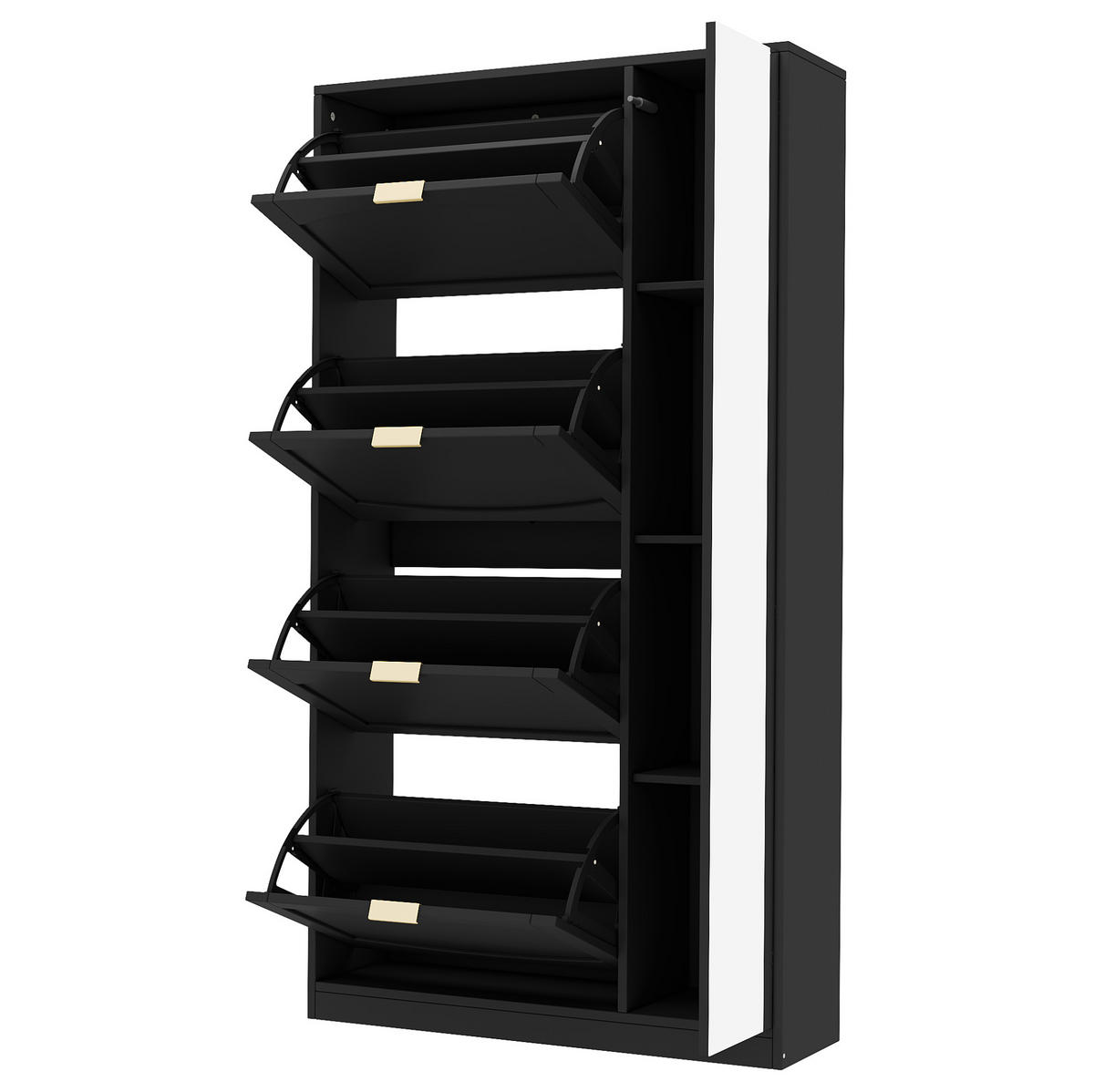SCHUHSCHRANK mit Spiegel 80x147x24 cm Schwarz - Schwarz, Holzwerkstoff (24/147/80cm) - Beauniv