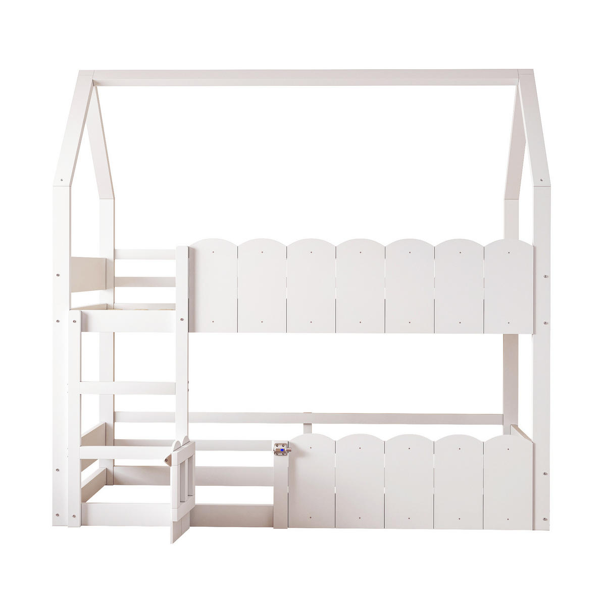 HOCHBETT Hausdesign 90/200 cm Weiß mit Lattenrost - Weiß, Holz (90/200cm) - MIVRAY
