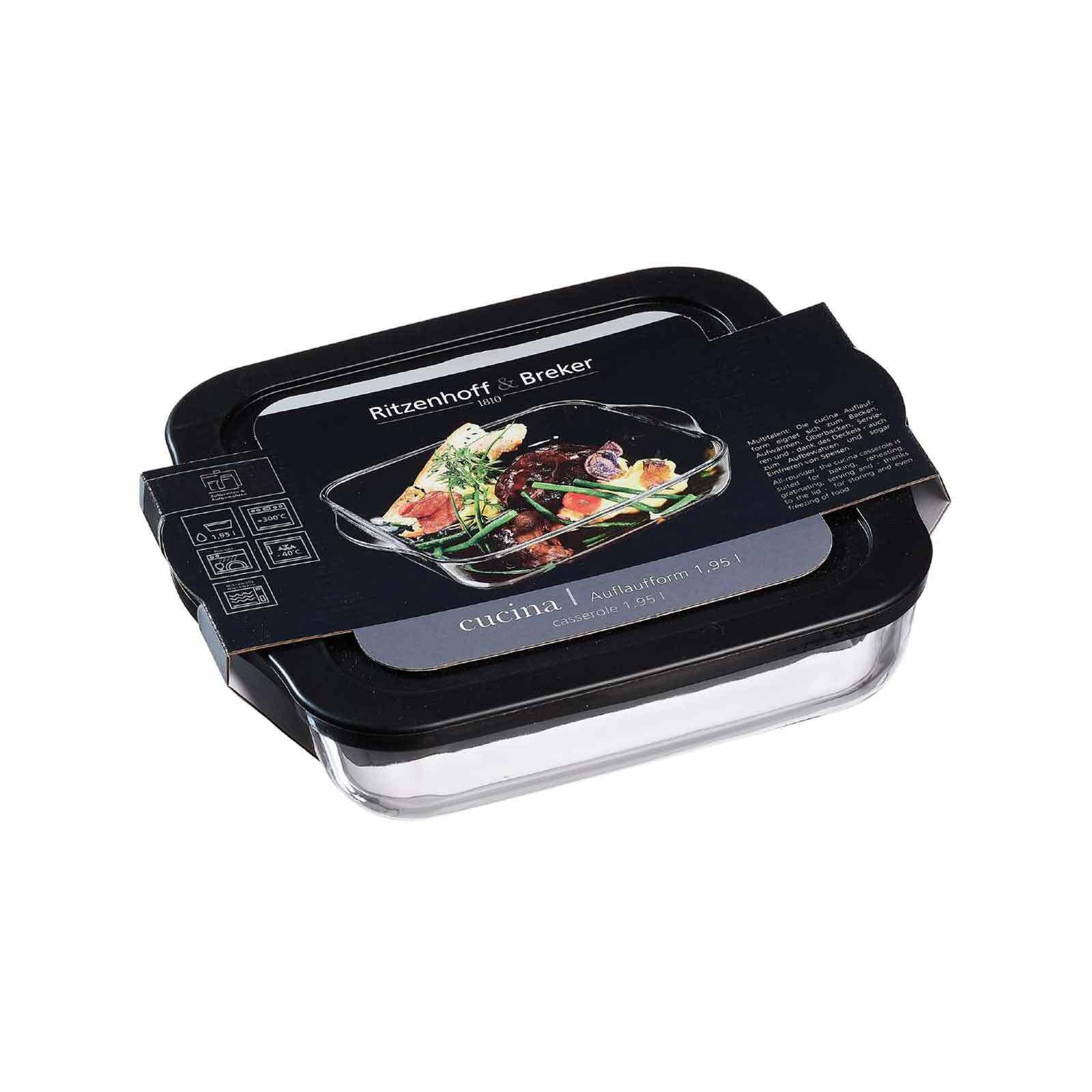 AUFLAUFFORM MIT FRISCHHALTEDECKEL Cucina schwarz 1,95 Liter - Schwarz, Glas (27/23/6cm) - Ritzenhoff Breker