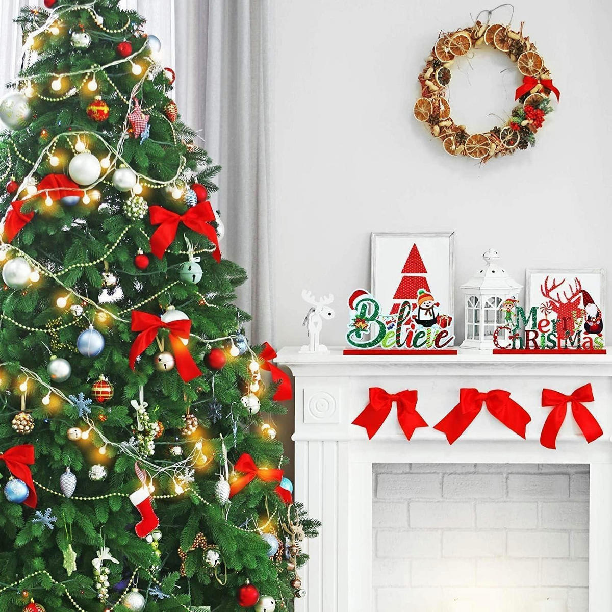 TISCHDEKORATION 3-teiliges Set Holz Weihnachten - Multicolor, Holz (20cm)