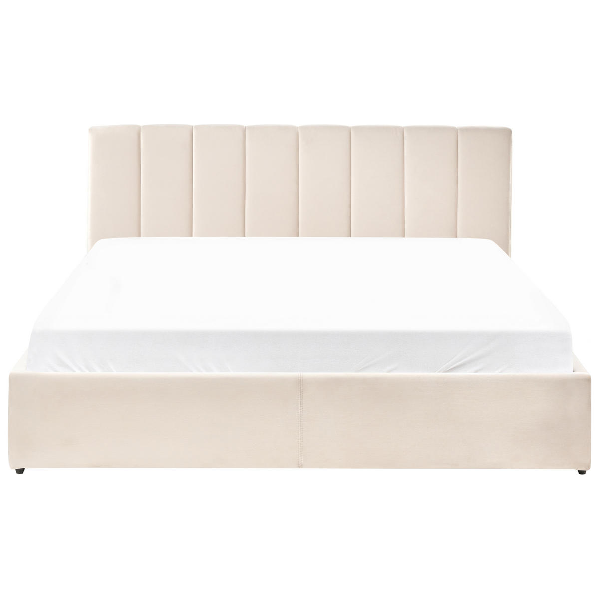 BETT mit Stauraum 180/200 cm Samtstoff Hellbeige Dreux - Beige, Textil (180/200cm) - Beliani