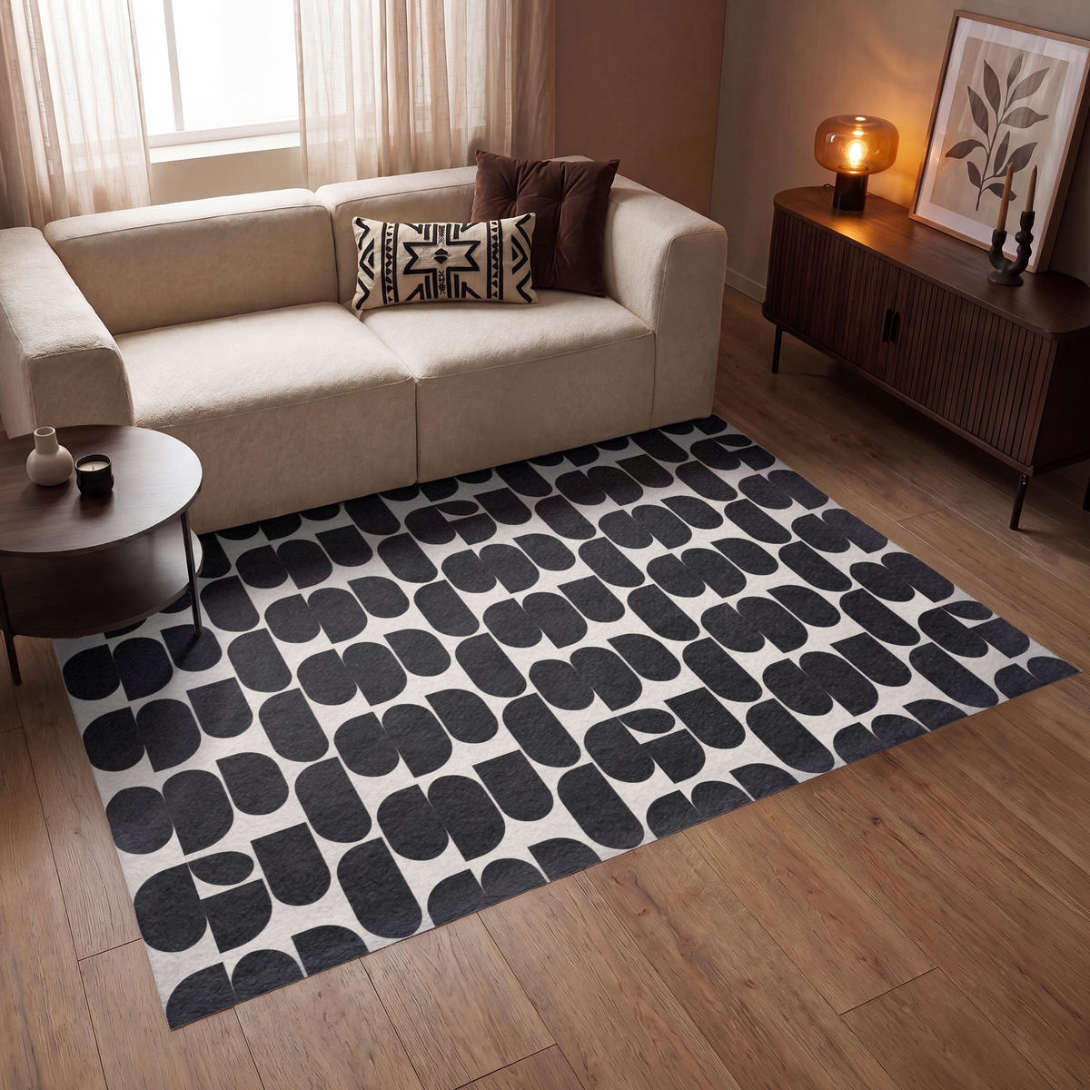 KOBERCE - Moderné - vzorované - čierne - 200x140 cm - čierna, textil/plast (200/0.4cm) - OnlyWow