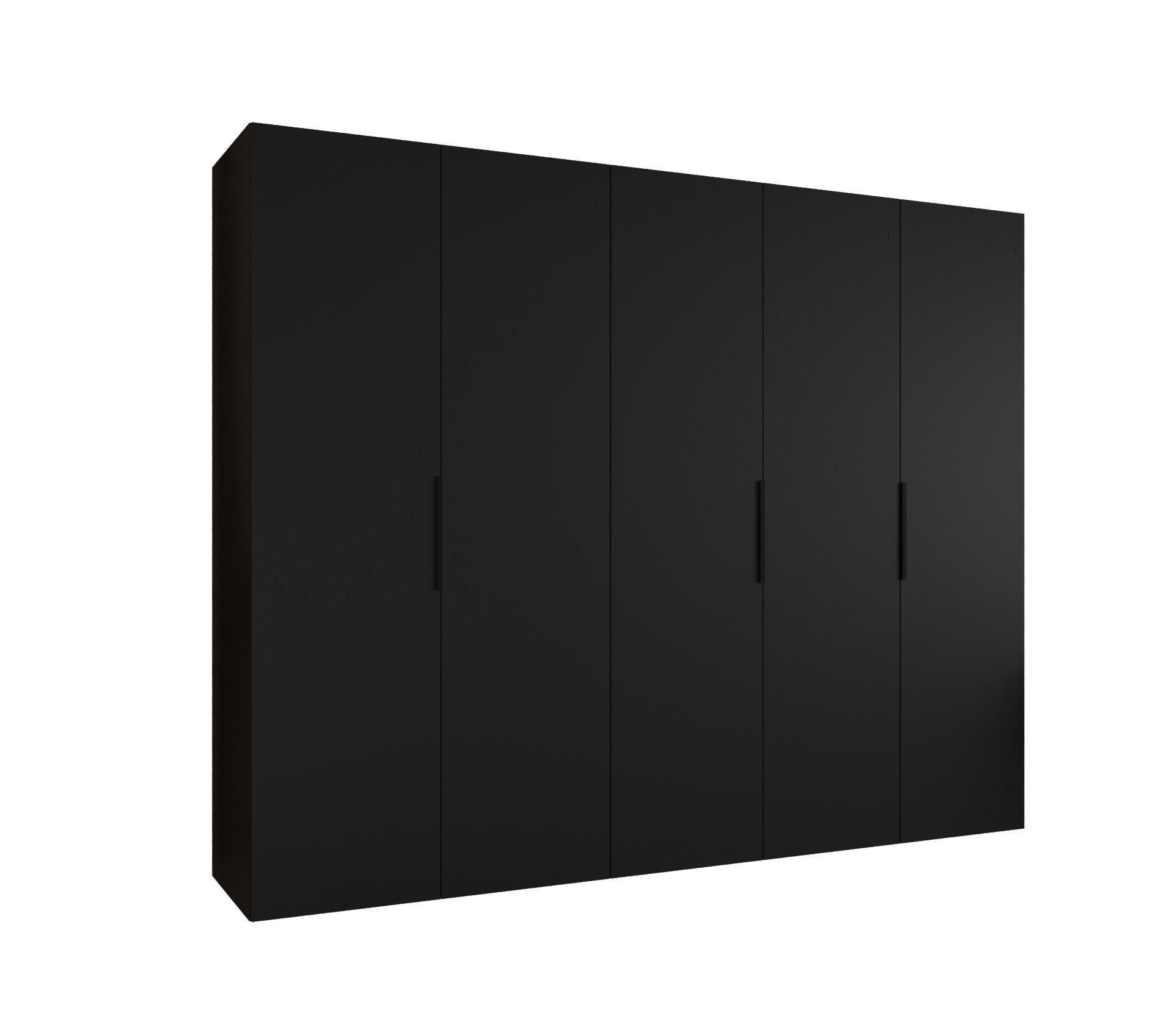 Möbel Kryspol Drehtürenschrank Schwarz, Schwarz 250x202x52 cm
