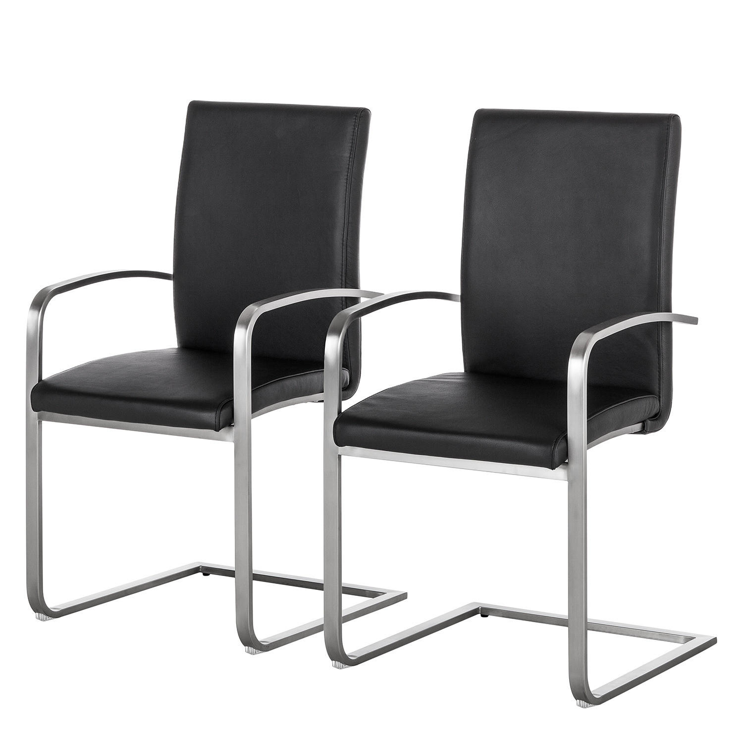 FREISCHWINGER - Edelstahlfarben/Schwarz, Leder/Metall (51/98/58cm) - home24