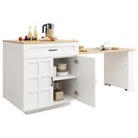 AUSZIEHBARER Bartisch aus MDF mit Stauraum, 133-202/70/93,5 cm, Weiß - Weiß, Holzwerkstoff (70/93.5/133cm) - Redom