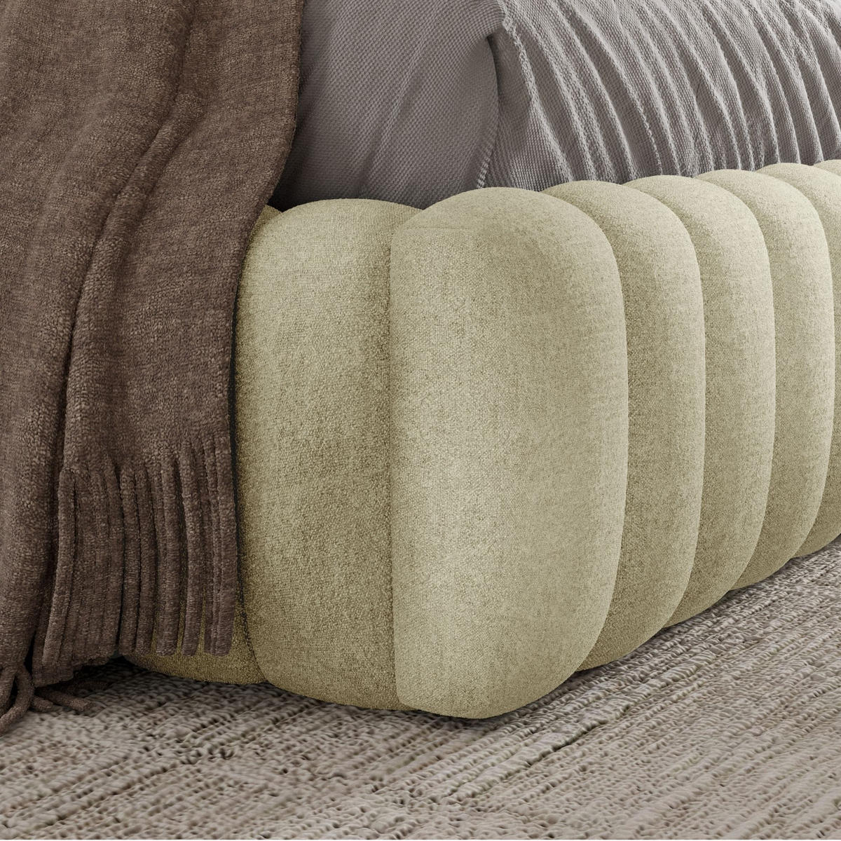 POLSTERBETT BLIVIO 180x200 cm,mit Bettkasten,Lattenrost,Doppelbett,Boxspringbett-Optik-Creme - Creme, Holz (180/200cm) - Furnistar