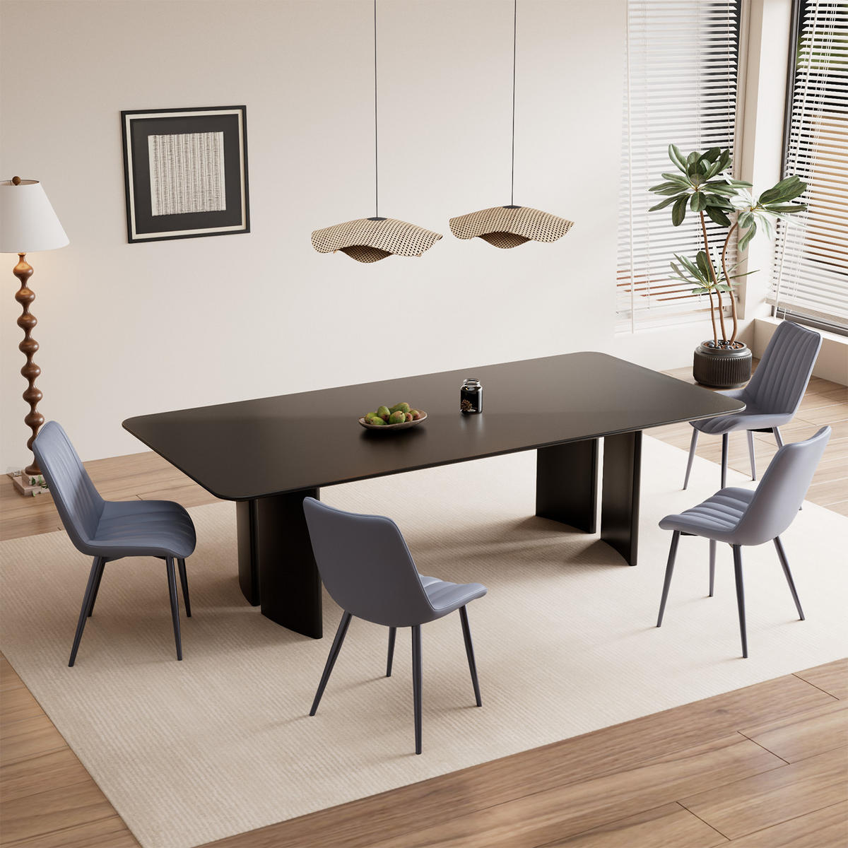 STUHL-SET 2 Stück aus Kunstleder in Modernem Stil-YZ1 - Dunkelgrau, Textil/Metall (53/88/62.5cm) - HOMAVO