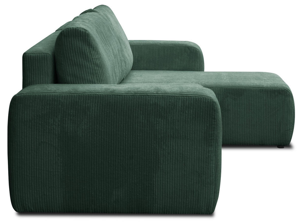 ECKSOFA LUNA mit Schlaffunktion und Bettkasten Cord-Stofff (Grün) - Grün, Textil (244/142cm) - VENASI MÖBEL