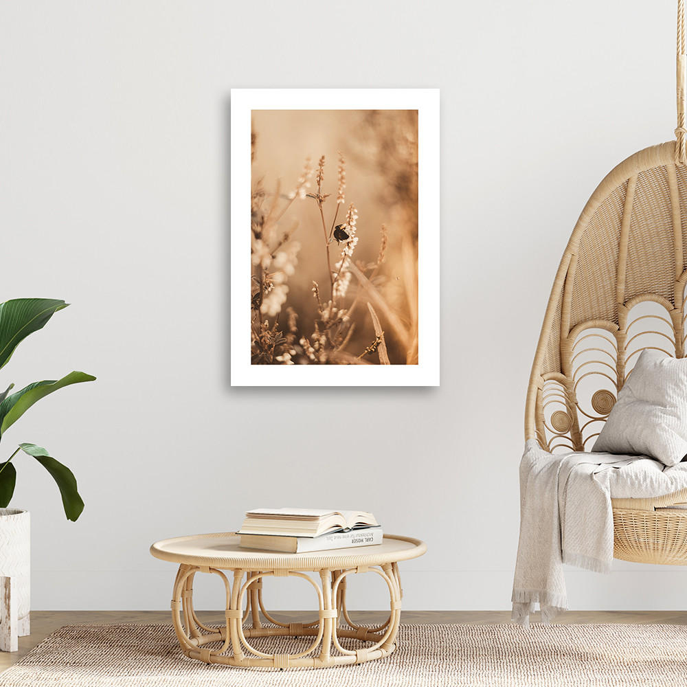 WANDBILD beigefarbene blumen auf dem feld - Beige, Textil (40/60cm) - Feeby