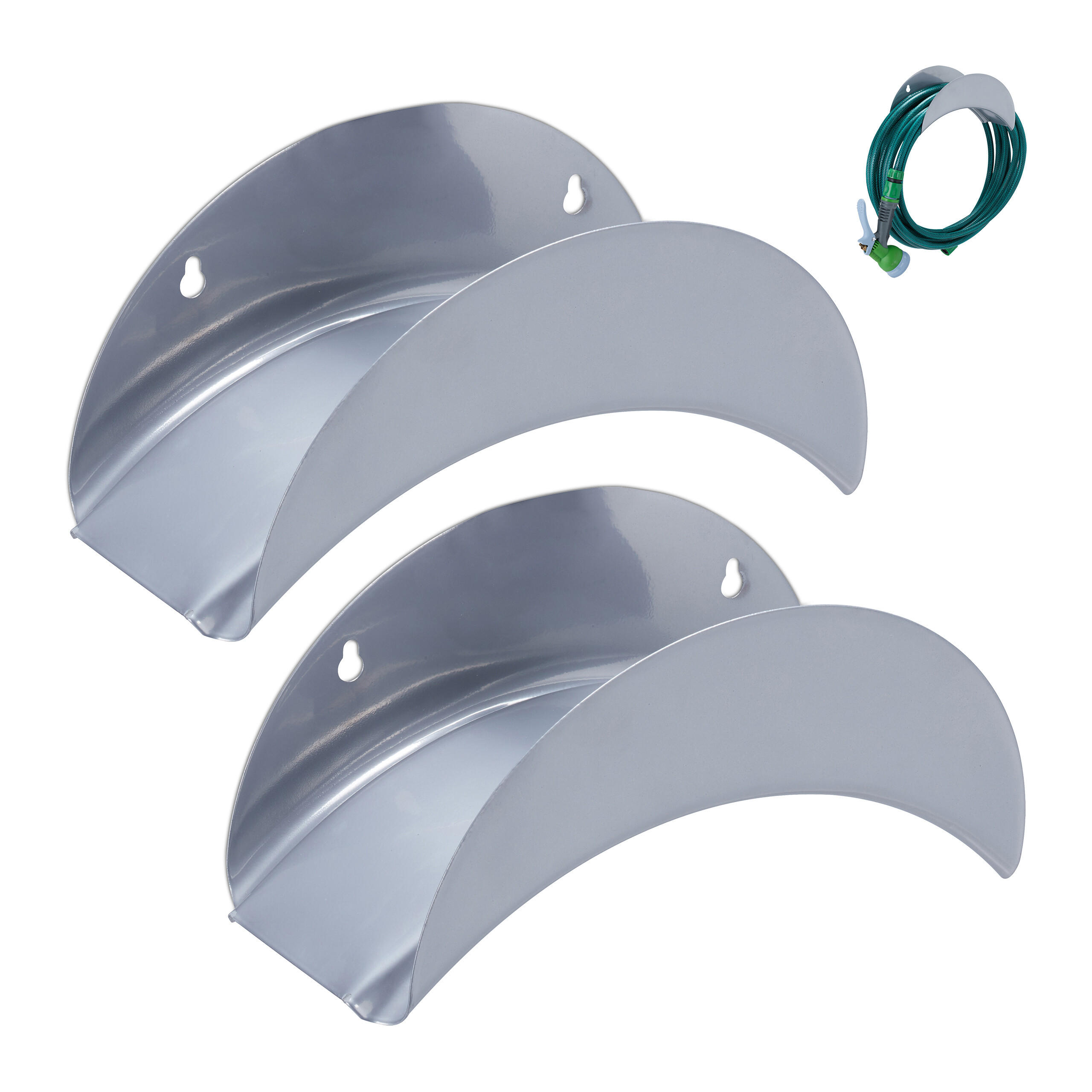 2XSCHLAUCHHALTER - Grau, Metall (28/13/13cm) - Relaxdays