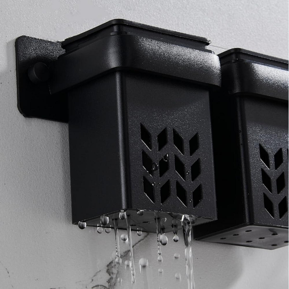 HAARTROCKNERHALTER – Schwarz – Doppelhalterung - Schwarz, Metall (31.5/13/11.5cm)