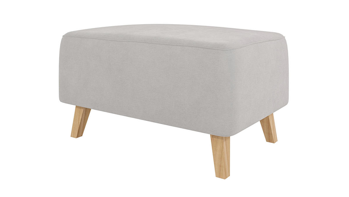HOCKER Mario Silber Microfaser - Silberfarben/Naturfarben, Buchenholz/Textil (95/51/63cm) - S-Style Möbel