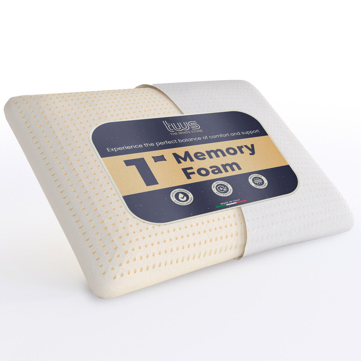KISSEN aus Memory Schaum 40 x 70 cm | Höhe 11 cm | Halskissen Hypoallergen, Ergonomisch und Atmungsaktiv - Weiß, Textil (40/70cm) - The White Stone