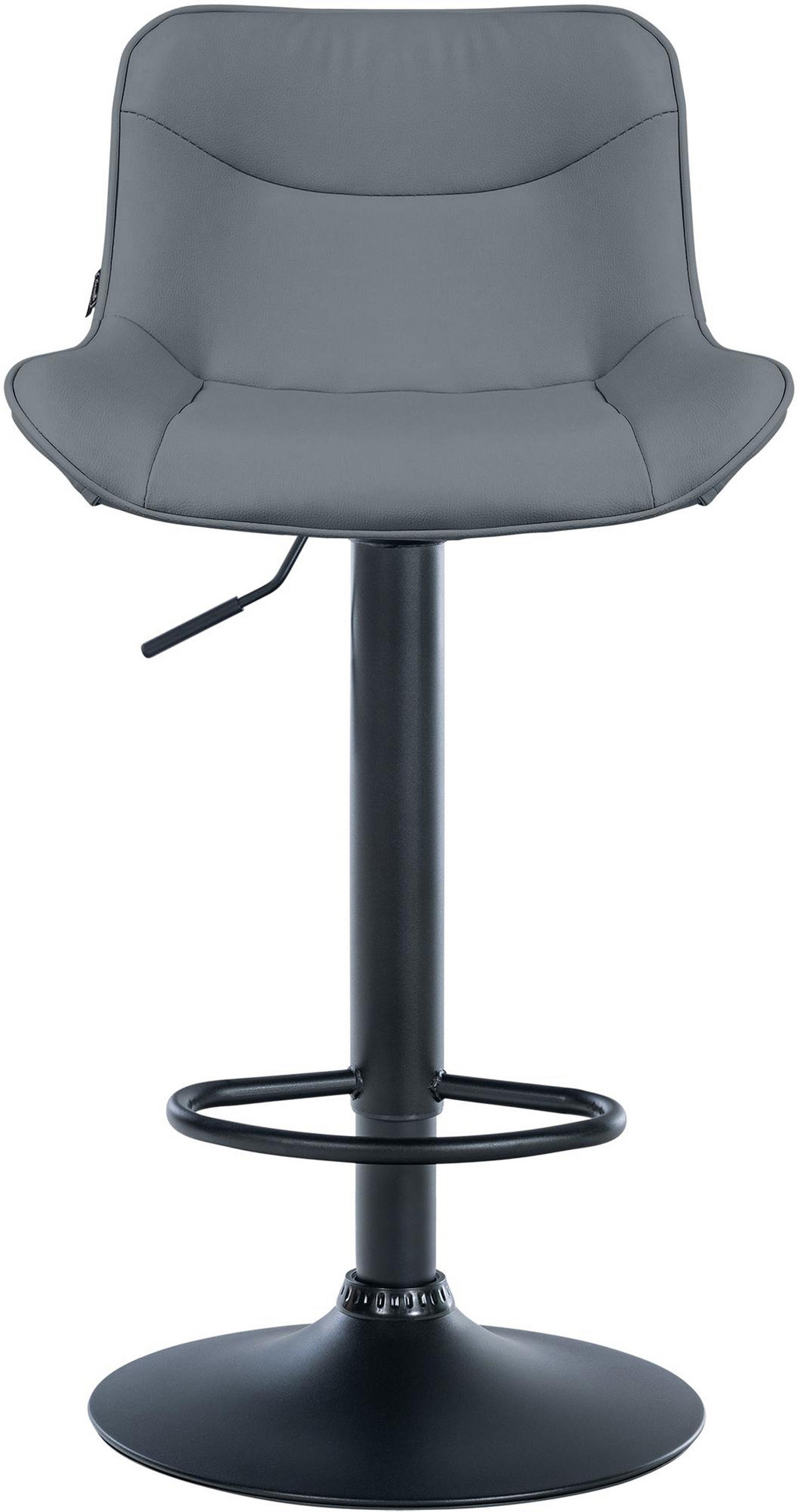 BARHOCKER Vulcano Kunstleder schwarz grau - Schwarz/Grau, Kunststoff/Metall (49/106/51cm) - TPFLiving