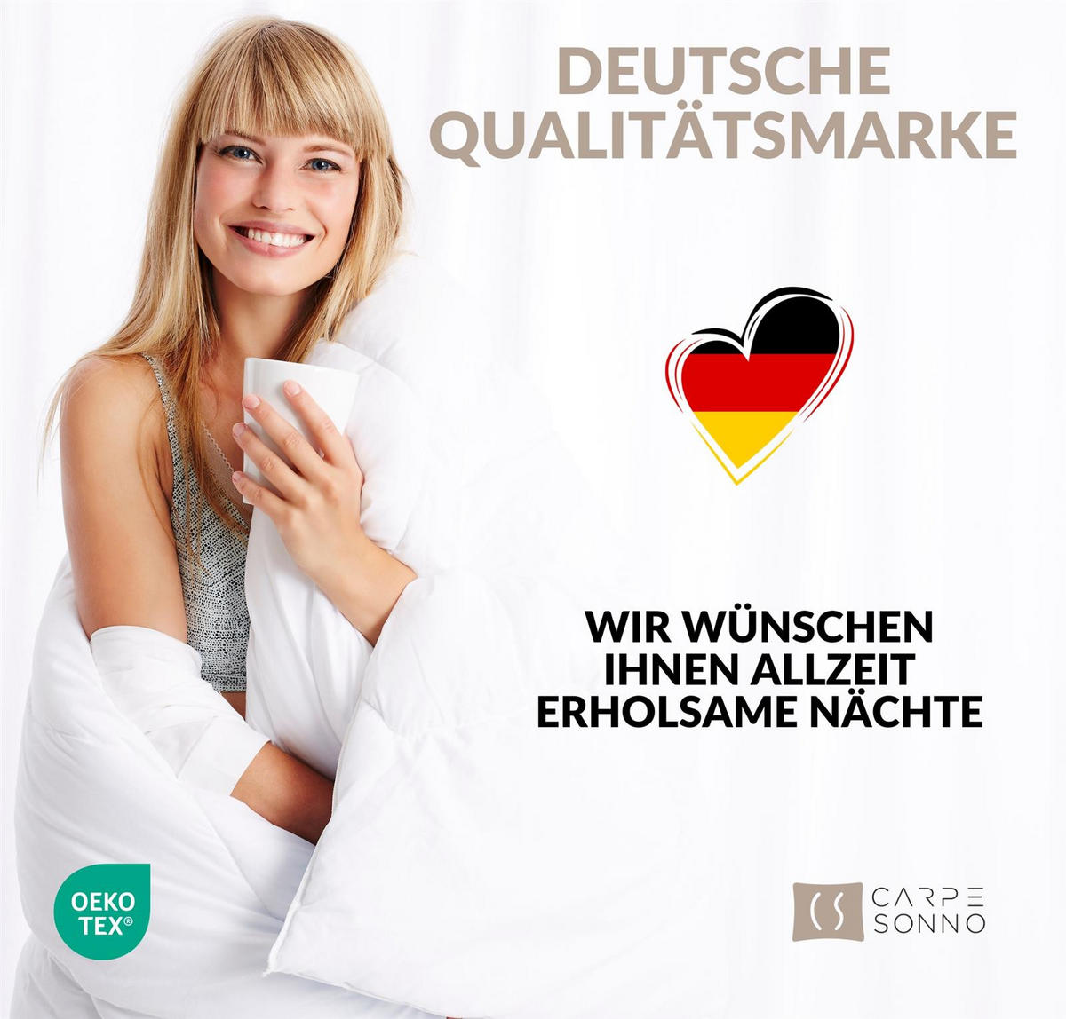 VIERJAHRESZEITEN-BETTDECKE 135x200 cm - Made in Germany: Winterdecke + Sommerdecke + Übergangsdecke - Super Soft - Weiß, Textil (135/200cm) - Carpe Sonno