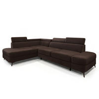 ECKSOFA AVISE M L-S Braun Velours-Stoff mit Schlaffunktion - Braun, Holzwerkstoff/Textil (268/195cm) - MASSENO