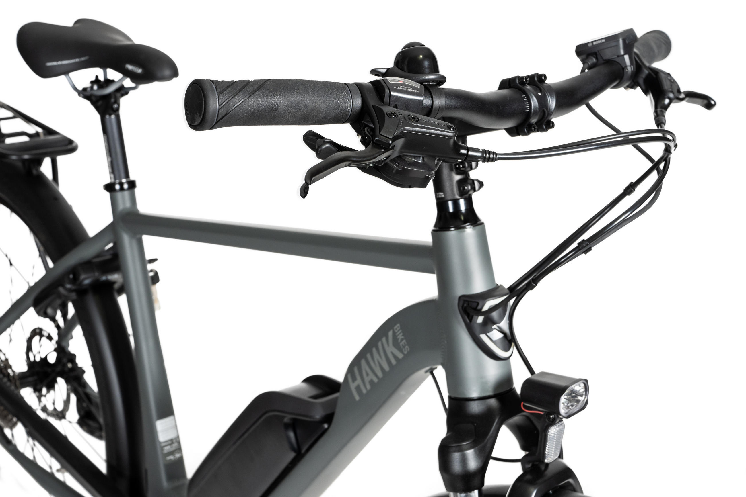 E-TREKKING 500 Gent E-Bike Grey 10 Gang 28 Zoll Gr: 53cm & 57cm - Grau, Metall (53cm) - Hawk Bikes