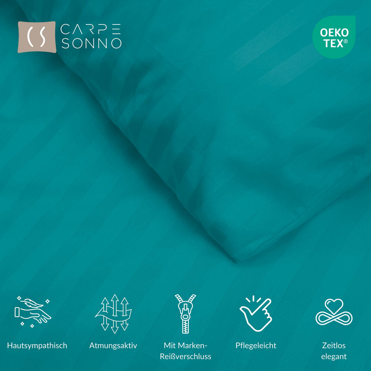 MIKROFASER-DAMAST-BETTWÄSCHE 155x220 cm Petrol - Petrol, Textil (155/220cm) - Carpe Sonno