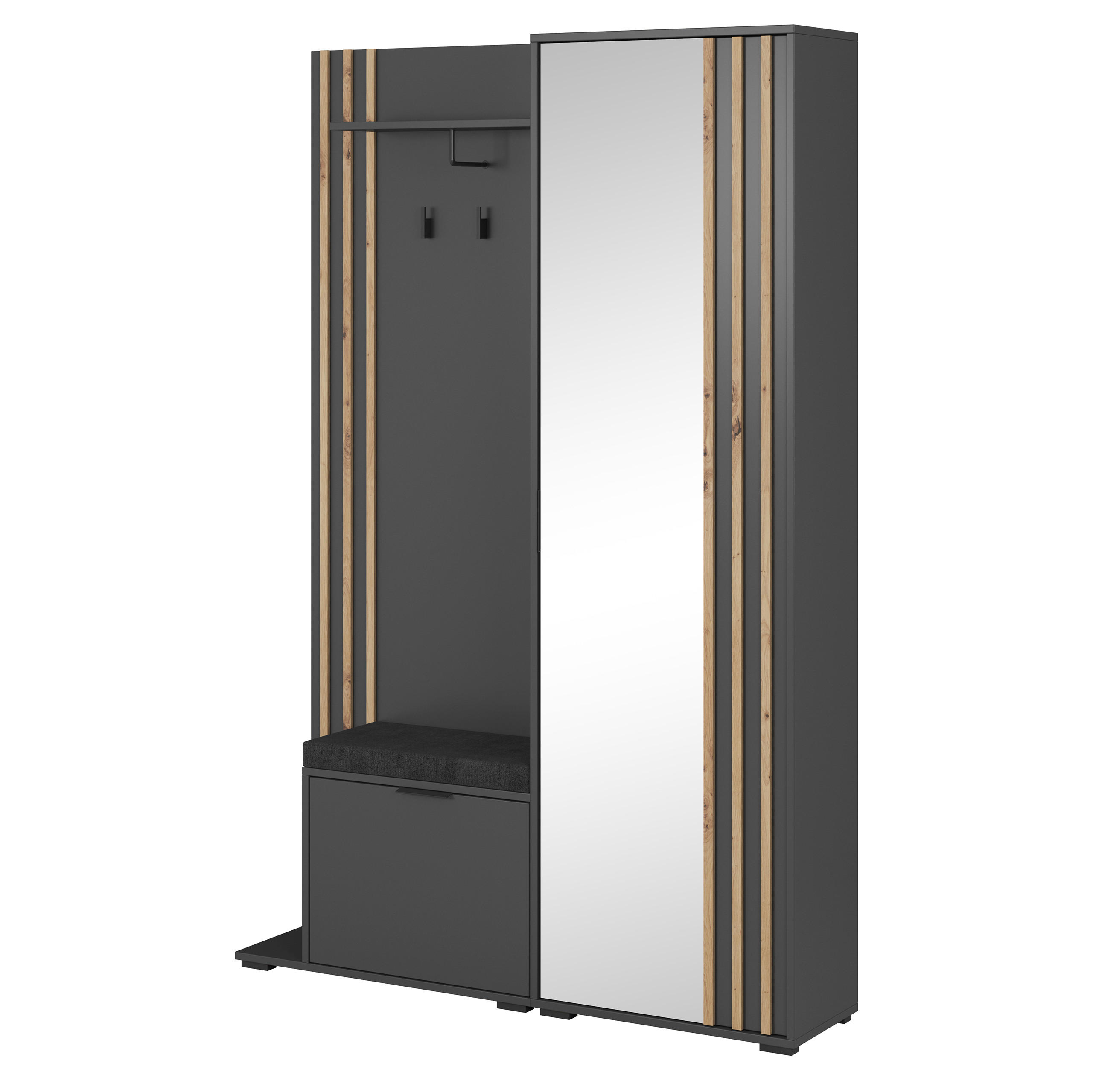 Masseno Garderobenschrank Graphit 131x192x40 cm