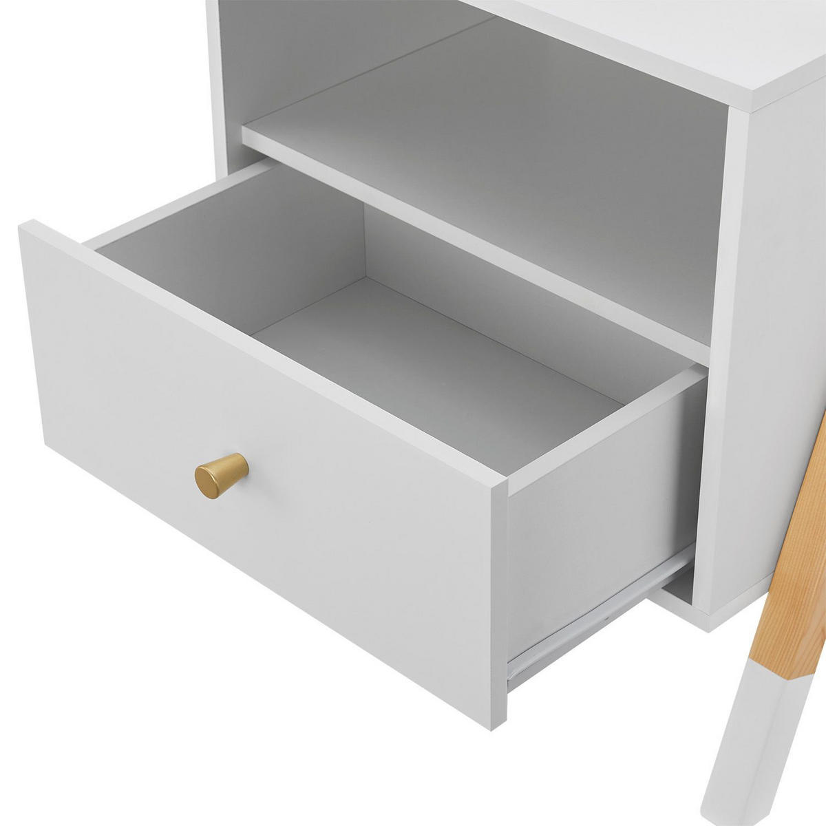 NACHTTISCH Jamie mit 1 Schublade Kinder - Weiß, Holz (30/55/46cm) - Juskys