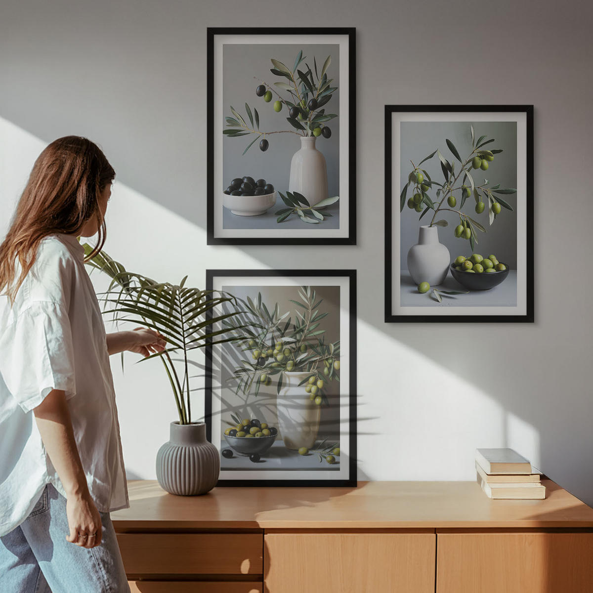 TULUP BILDER SET 3er Set - 40x60 cm Schwarzer Rahmen - Oliven in