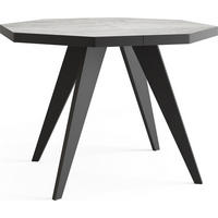 ESSTISCH Diamond Black achteckiger ausziehbarer, Grauer Beton 100-200/100/76 cm - Hellgrau/Schwarz, Holz/Holzwerkstoff (100/200/77cm) - WFL GROUP