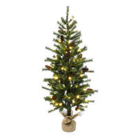 WEIHNACHTSBAUM 138 cm mit 80 LEDs, Kiefern-Optik, Grün - Grün, Kunststoff (138cm) - Hometopia